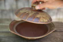 Load image into Gallery viewer, Lidded Serving Dish with Side Flare Handles in Rust
