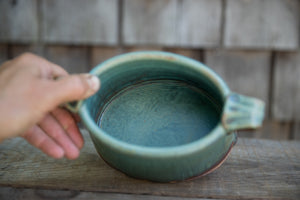 Oval Crock with Handles in Turquoise