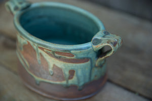 Oval Crock with Handles in Turquoise