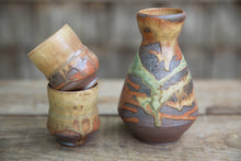 Load image into Gallery viewer, Sake Set in Rust &amp; Turquoise, with 2 cups
